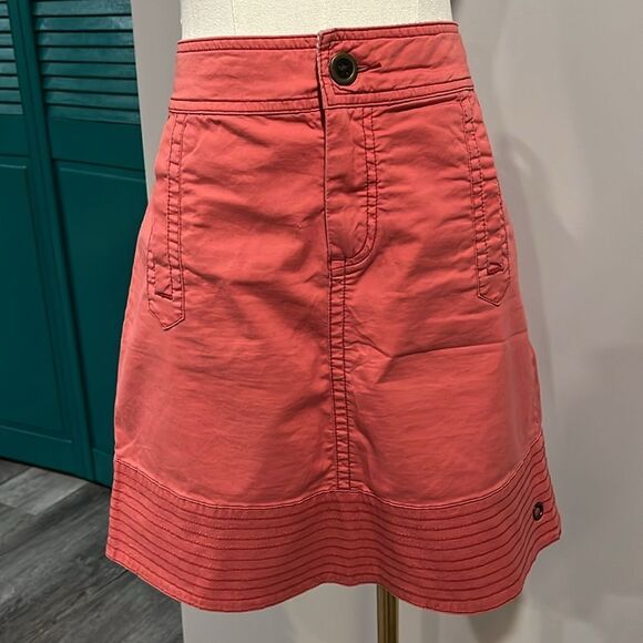 Anthropologie hei hei Coral Button-Front Women's A-Line Skirt - 4 - Picture 3 of 9